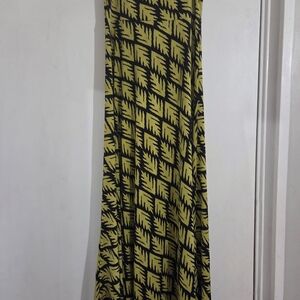 LuLaRoe Black and Yellow Leaf Pattern Maxi Skirt